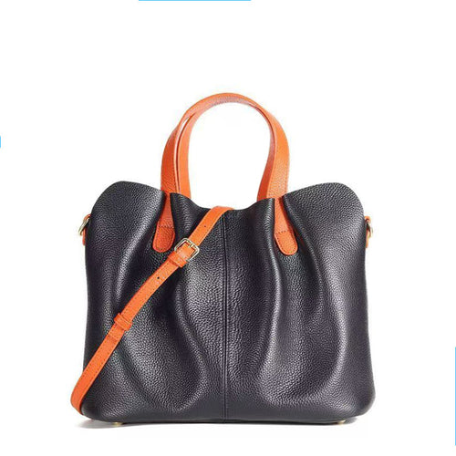 Lychee-patterned soft leather tote bag for women, large capacity, handbag/crossbody bag, commuter/mother bag